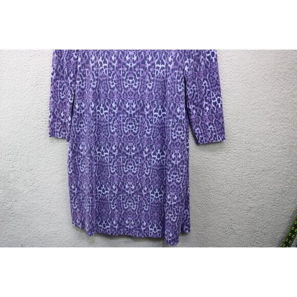 Soft Surroundings Animal Print V Neck Ruched Midi Dress-Size Small-Stretchy - Picture 8 of 8